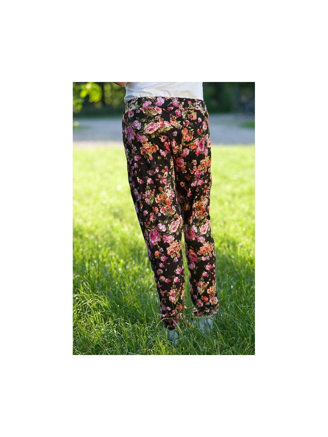 Girls\' black floral pants DZ6013 - Online store - Boutique